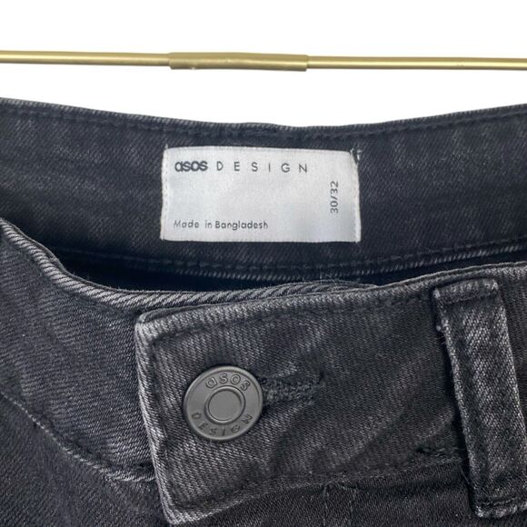 ASOS Denim Jeans Woman’s Size 30/32 Black‎ High Rise Straight Leg WP315 - Picture 4 of 6